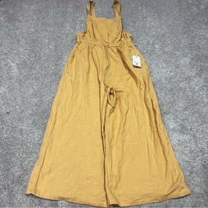 Billabong Jumpsuit Women's Yellow Sleeveless Drawstring Waist Size Medium NWT